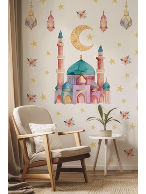 Msticker Ramazanı Şerif Sticker Seti Soft Pastel Renklerde Ramazan Süsü Sticker, Çocuklar Için Ramazan Seti