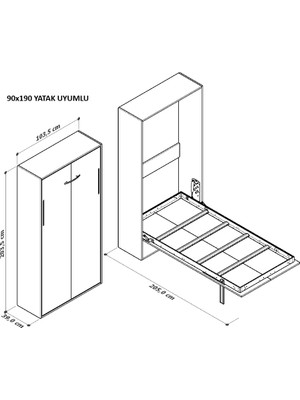 Fms Tek Kişilik Dikey Açılır Duvar Yatağı