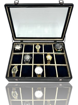 Dijital Çarşı Diji 15'li Saat Kutusu Saat Çantası Siyah