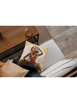 Home Afrikan Kadın Portre 1 Dans Eden Tekli Kırlent Kılıfı