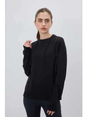 Tubia Kadın Siyah Kordon Detaylı Sweatshirt