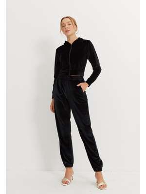 Kadın Siyah Kadife Takım