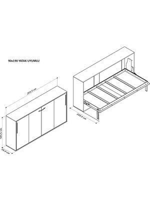 Fms Tek Kişilik Yatay Açılır Duvar Yatağı