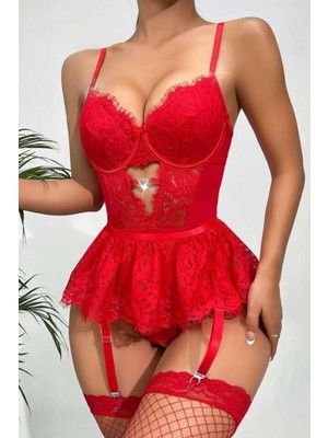 Parkbella Dantel Detaylı Etekli Babydoll Takım