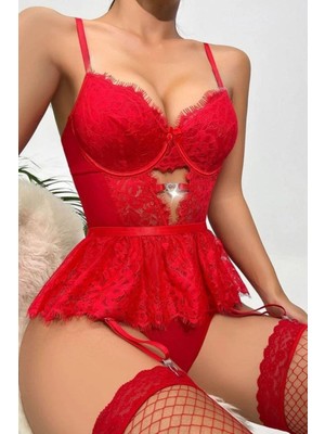 Parkbella Dantel Detaylı Etekli Babydoll Takım