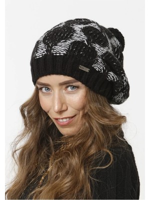 Vanizalı Ponponlu Triko Örgü Bere