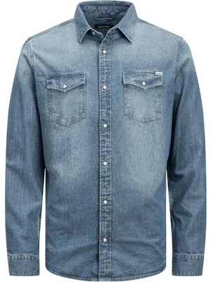 Jack & Jones JJESHERIDAN SHIRT L/S NOO MAVI- Erkek Gömlek
