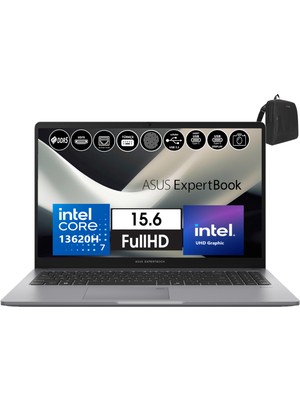 Asus Expertbook P1 P1503 Intel Core I7-13620H 24GB Ddr5 512GB SSD Windows 11 Home 15.6 Fhd Intel UHD Taşınabilir Bilgisayar EXP1503CVAI58512S0H12+ZETTAÇANTA