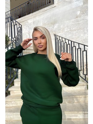 Kadın Trend Model Jogger Paçası Lastikli Bisiklet Yaka Hoodie Eşofman Takımı