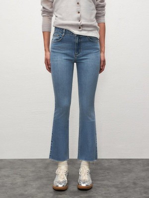 LTB Lynda X Evelına Geniş Paça Cropped Flare Jean Pantolon