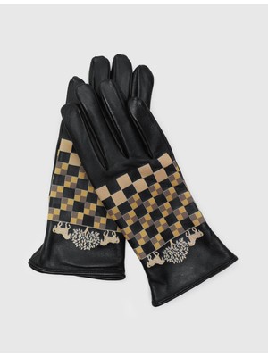 İLVİ Alyona Hakiki Deri Siyah Kadın Eldiven