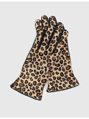 İLVİ Bera Hakiki Deri Leopar Kadın Eldiven