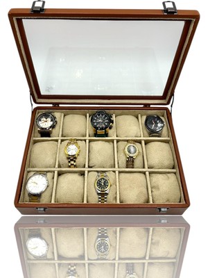 Dijital Çarşı Diji 15'li Saat Kutusu Saat Çantası Taba