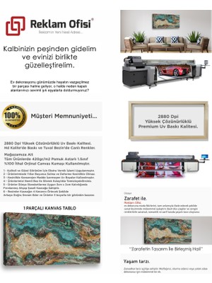 Reklam Ofisi Doğal Taş Dokusu, Mint ve Kahve Desenli Premium Kanvas Tablo