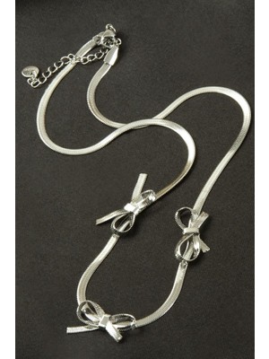 E-Bijuteri Fiyong Italyan Zincirli Gümüş Renk Lüks Çelik Kolye