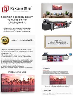 Reklam Ofisi Palmiye Ağaçları, Soyut, Gün Batımı, Modern Premium Kanvas Tablo