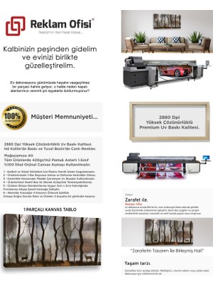 Reklam Ofisi Geyikler, Orman, Yağlı Boya Görünümlü Premium Kanvas Tablo