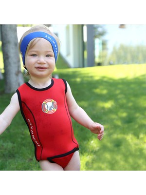 Owli Swimwarm Üşütmeyen Bebek Mayosu Kırmızı - Siyah