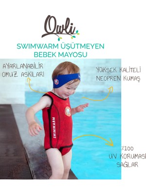 Owli Swimwarm Üşütmeyen Bebek Mayosu Kırmızı - Siyah