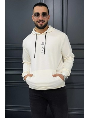 Mishar İtalia Erkek Kapüşonlu Baskılı Kanguru Cepli Sweatshirt