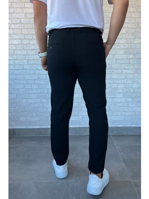 Erkek Bel Bağlamalı Kendinden Desenli Jogger Pantolon