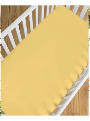 Gercella %100 Natürel Cotton 100X150 cm Lastiksiz  Sarı Bebe Çarşafı Bed Sheet For Baby