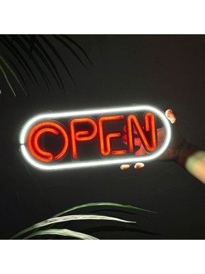 TolCamp Open (Açık) Yazılı Dekoratif Neon LED Tabela -  31 cm  (En)  x  22 cm  (Boy) - 4