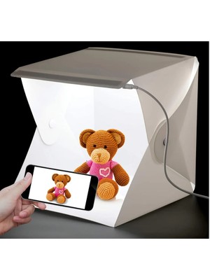 Monozone Mini Fotoğraf Stüdyosu Çadır Kiti LED Işıklı 40X40 cm Taşıma Çantalı Ürün Fotoğraf Çekim Çadırı Pratik Katlanabilir Aydınlatma Çadırı