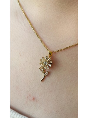 Paslanmaz Çelik Kolye/ Kararmaz/ Döner Çiçekli