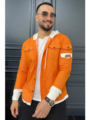 Mishar İtalia Kapüşonlu Renk Garnili Erkek Gömlek