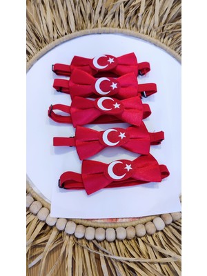 5 adet Kırmızı Türk Bayraklı Ayyıldızlı  PAPYON