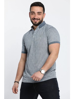 Mishar İtalia Kendinden Desenli Polo Yaka Erkek Tişört