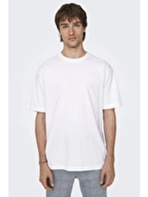 Only&sons 22022532 0 Yaka Erkek Tshirt - Beyaz