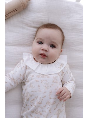 Atelier Babbi Kız Çocuk Tulum - Toile De Jouy Bej Pamuk Kumaşlı Nefes Alabilen Özellik