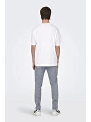 Only&sons 22022532 0 Yaka Erkek Tshirt - Beyaz