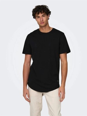 Only&sons 22002973 0 Yaka Erkek Tshirt - Siyah