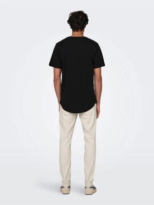 Only&sons 22002973 0 Yaka Erkek Tshirt - Siyah