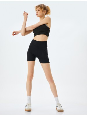 Koton Yüksek Bel Fermuarlı Cepli Biker Spor Tayt