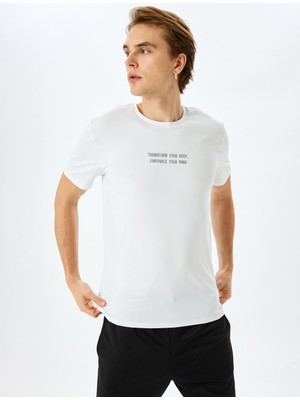 Koton Bisiklet Yaka Kısa Kollu Slogan Baskılı Spor Tişört