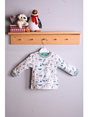 Candar Dinazor Desen Erkek Bebek Eşofman Pijama Takımı Yeşil