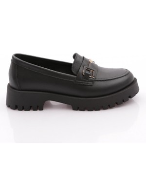 DGN 2854 Kadin Metal Aksesuarli Loafer Ayakkabi