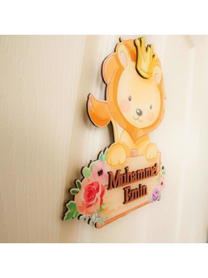 Kişiye Özel 3D Kapı Süsü Aslan