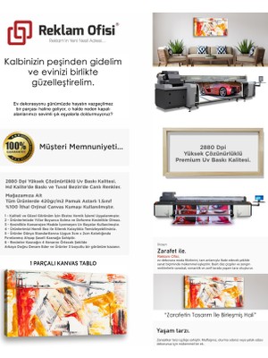 Reklam Ofisi Soyut, Yağlı Boya Görünümlü Premium Kanvas Tablo