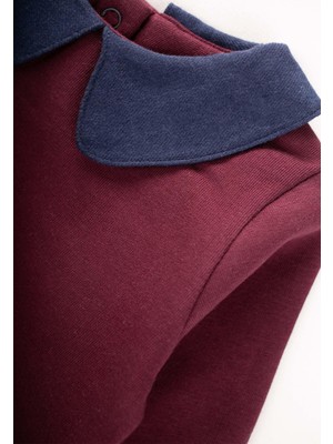 Cigit Bebe Yakalı Sweatshirt Takım 0-3 Yaş Bordo