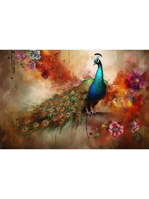 Aden Çok Renkli Tavuskuşu Kanvas Tablo
