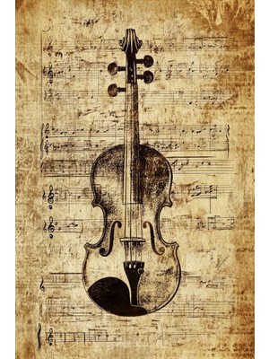 Aden Dekoratif Müzik Keman Kanvas Tablo