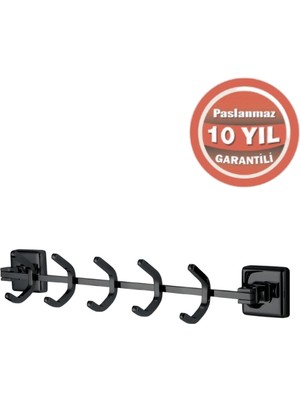 Çelik Banyo Paslanmaz Pirinç Kumru 5’li Askılık Mat Siyah