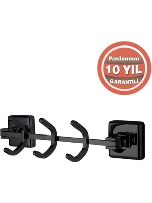 Çelik Banyo Paslanmaz Pirinç Kumru 3’lü Askılık Mat Siyah