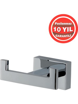 Çelik Banyo KE10-002 Paslanmaz Pirinç Kenzo Çiftli Bornozluk Banyo Askısı