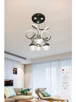 NZL Lighting Papatya 3 Işık Kumandalı (Beyaz, Sarı, Günışığı) Krom Lu x ury Ledli Salon Avize Büyük Toplu